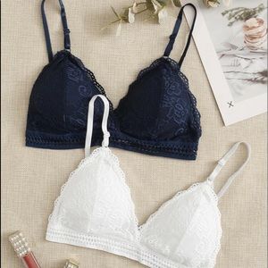 ❌SOLD❌ NEW White & Navy Bralette Set